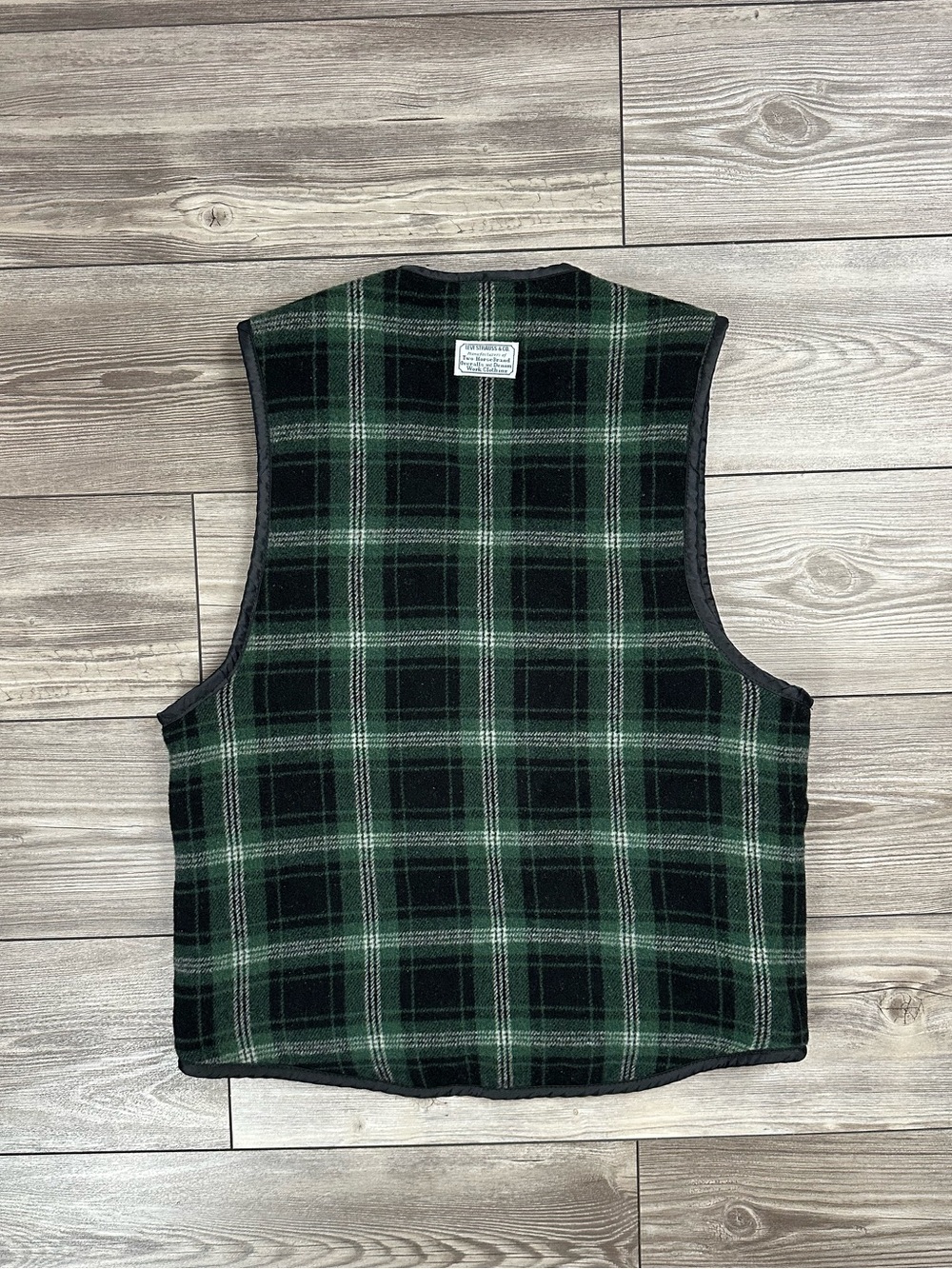 Vintage Levi's Plaid Wool Sherpa Lined Vest - Picture 2 of 5